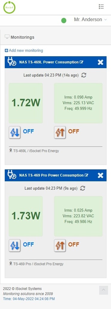 Energy consumption of QNAP NAS in standby modes